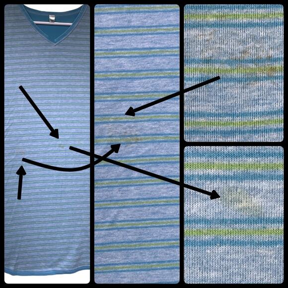 Sonoma Striped Mid Weight Short Sleeve Sleep Tee Shirt Size L Blue Gray Yellow - Picture 5 of 11